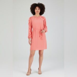 Vince Camuto Ruffle Long Sleeve Chiffon Mini Dress Size 14